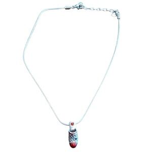 Brighton Silver-Tone Shoe Pendant Necklace with Red Heart shoe‎ Accents